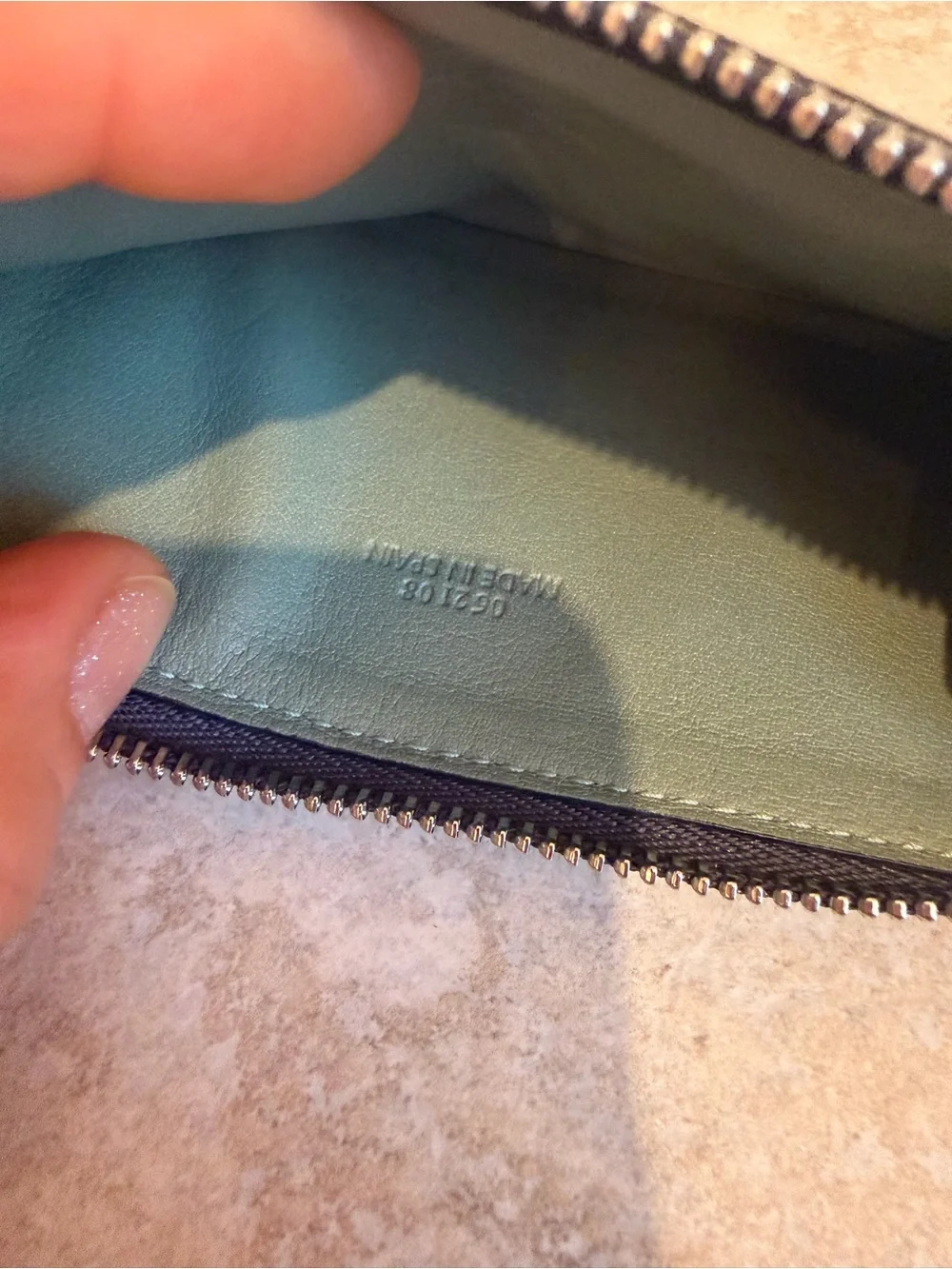 Loewe Black Leather Card Case dark gray and cream